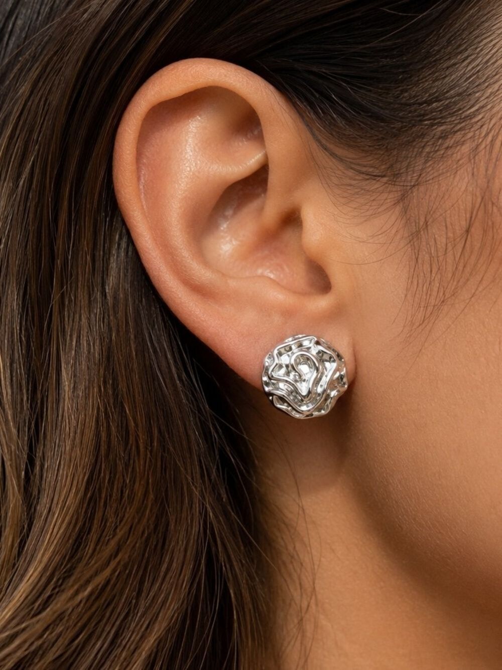 Sterling Silver Organic Knot Stud Earrings - Women Jewelry